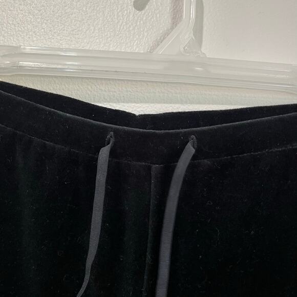 Express Vintage Velour Pants Black Y2K Wide Leg Lounge Size M - Picture 4 of 5